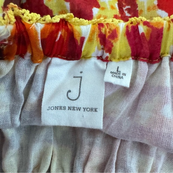 Vintage Jones New York Maxi Skirt Boho Full Lined Red Orange Yellow Geometric L - Picture 5 of 5